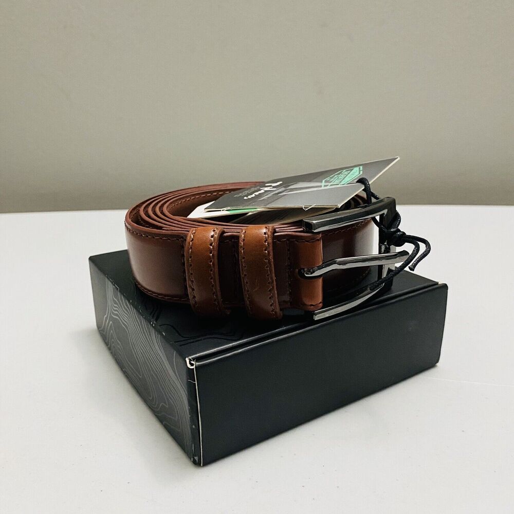 Mio Marino Men's Dual Ring Classic Leather Dress Belt Burnt Umber Size 56 NWT